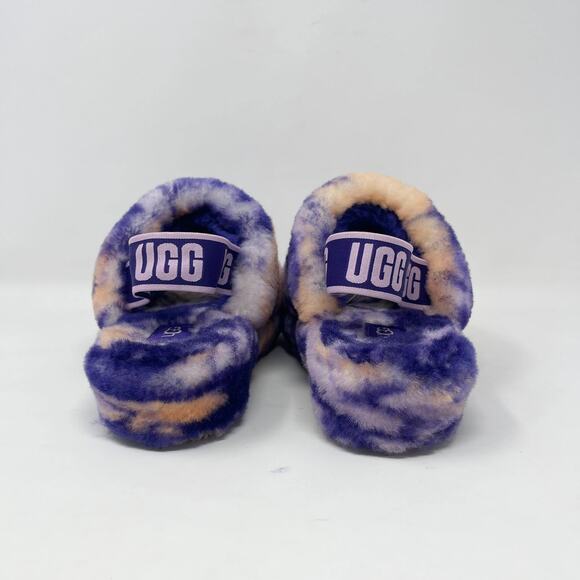 UGG Fluff Yeah Slide Platform Slipper Womens 6 Marble Violet Night 1122554 Fuzzy - Picture 3 of 8
